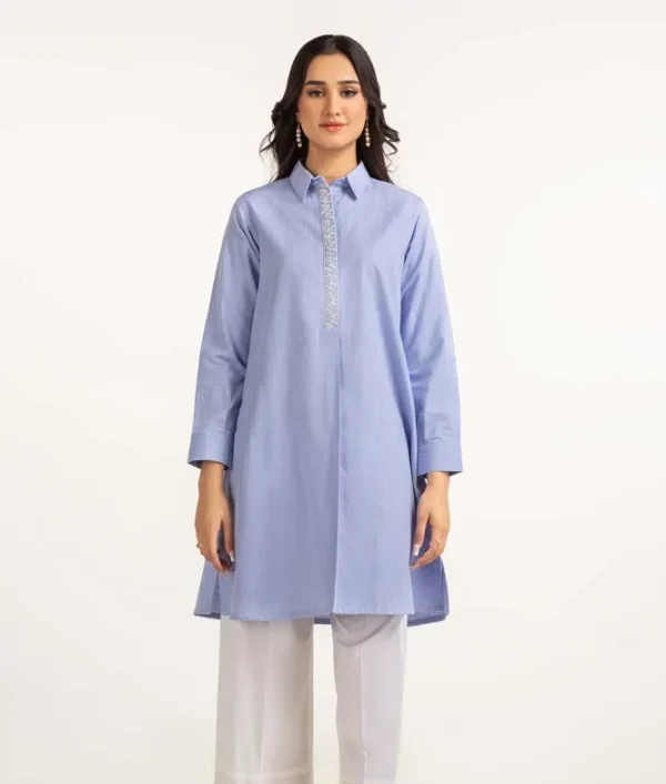 Dyed Cotton Yarn Dyed Embroidered Shirt GLW-23-31